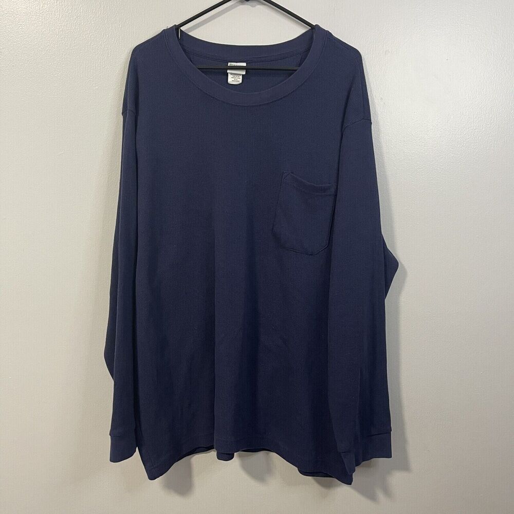 Haband 4XL Navy Pullover Sweatshirt Henley Stretch plus Size Shirt
